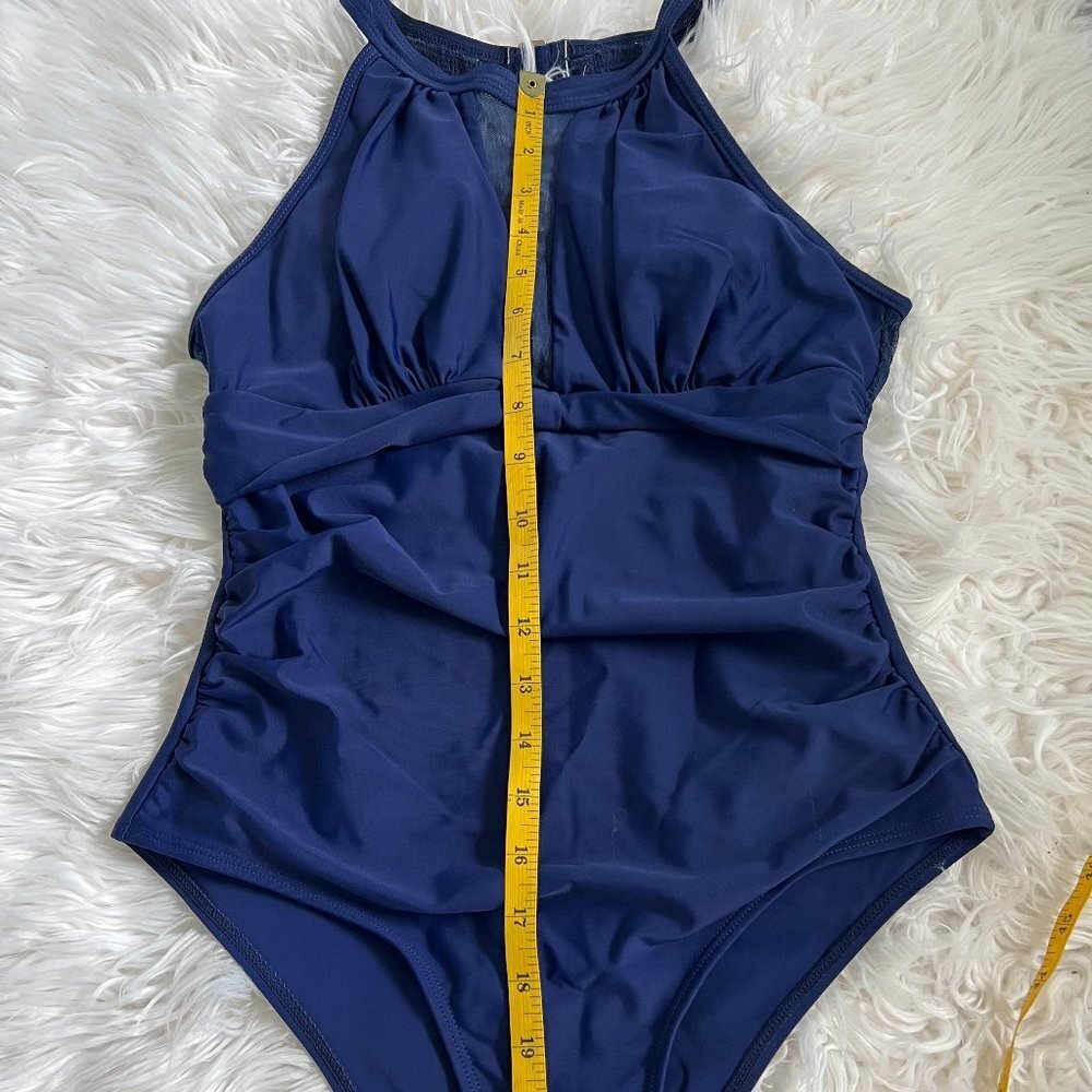 One Piece Swimsuits Tummy Control Swimwear High Neck Mesh Bathing Suits Size XS - Picture 7 of 14
